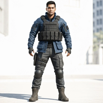 Person using urban survival gear in a city environment